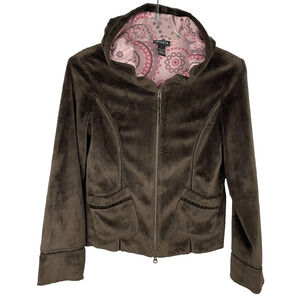 Athleta Full Zip Hoodie Sweater Jacket Size Small Chocolate Brown Soft Cozy